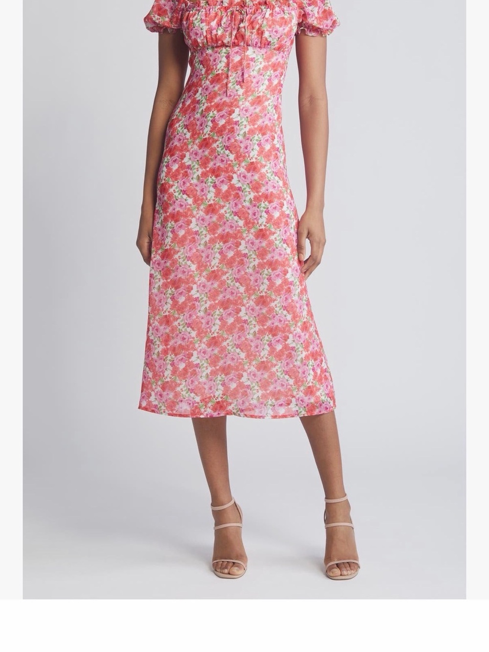Wayf Pink Floral Midi Dress